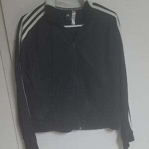 adidas Black Track Jacket with White Stripe Accents